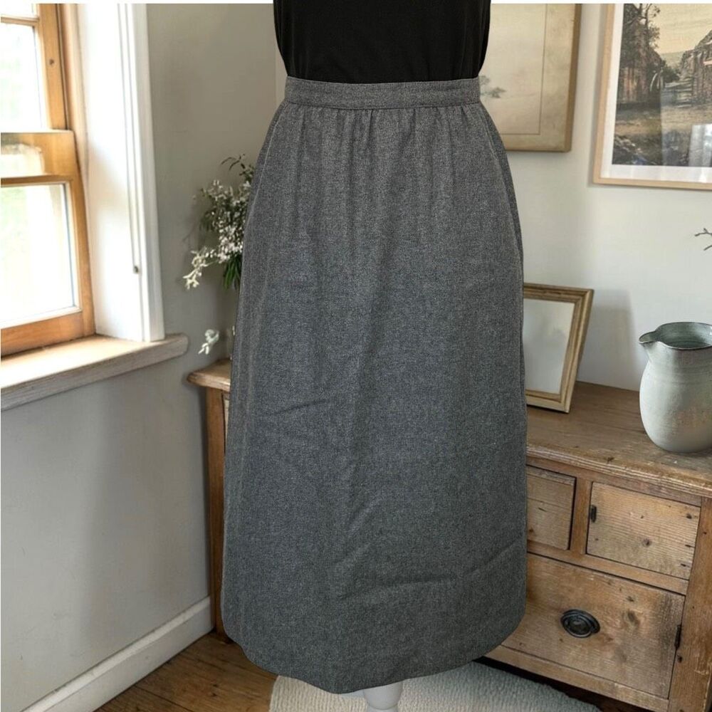 Vintage 80’s SASSON Gray Wool Blend Midi Skirt Sz 4 XS